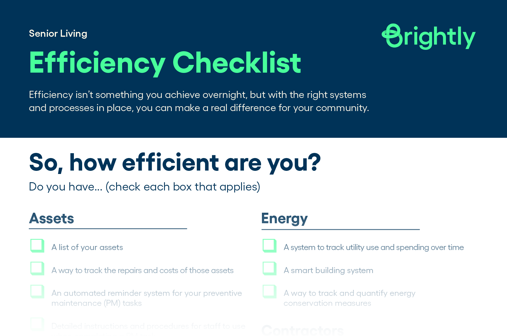 Senior Living Efficiency Checklist