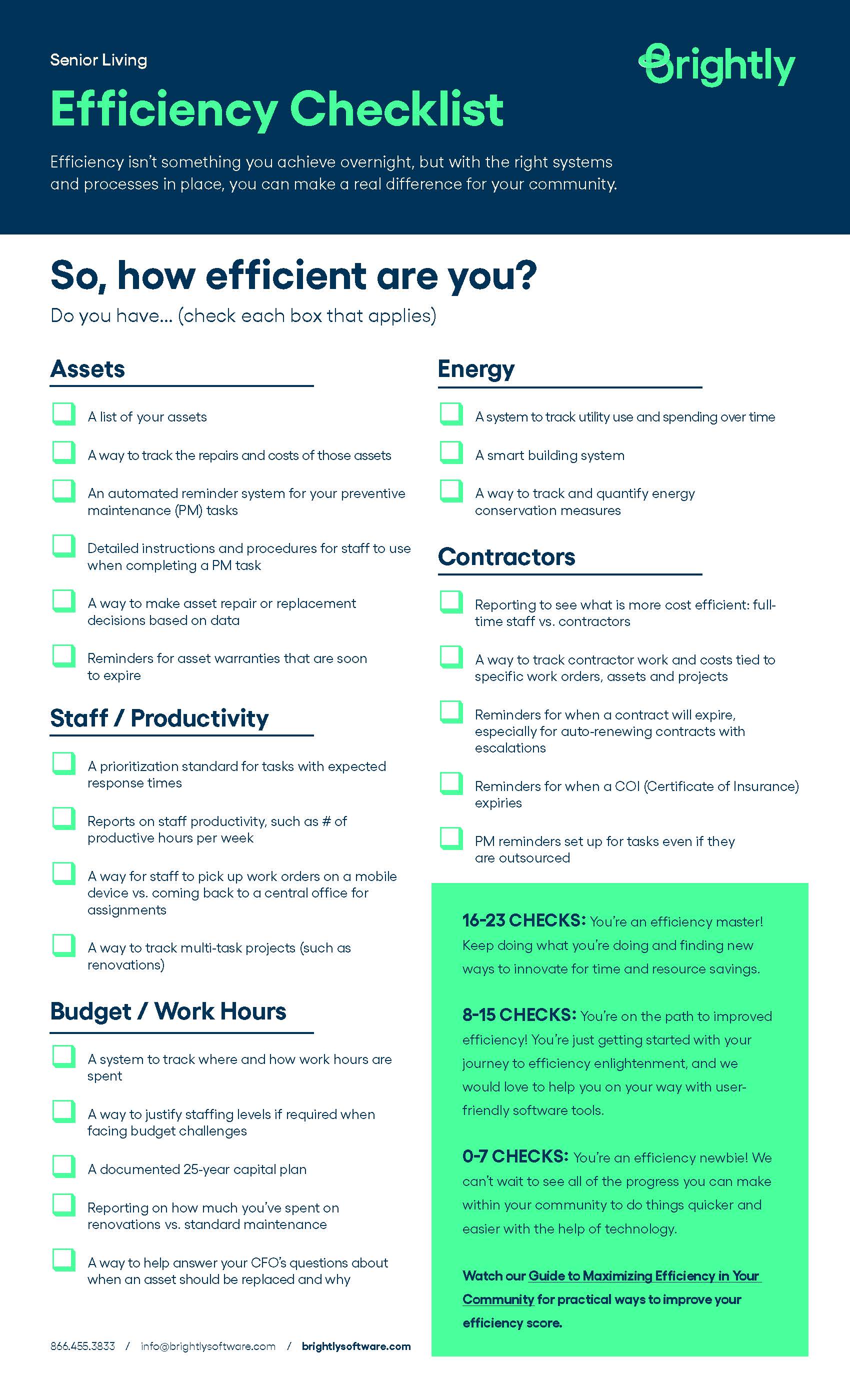 Senior Living Efficiency Checklist