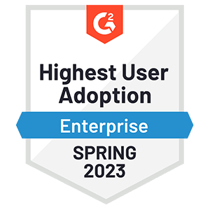 G2 Highest User Adoption Enterprise Spring 2023