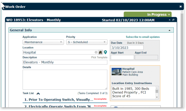 TheWorxhub Work Order screen