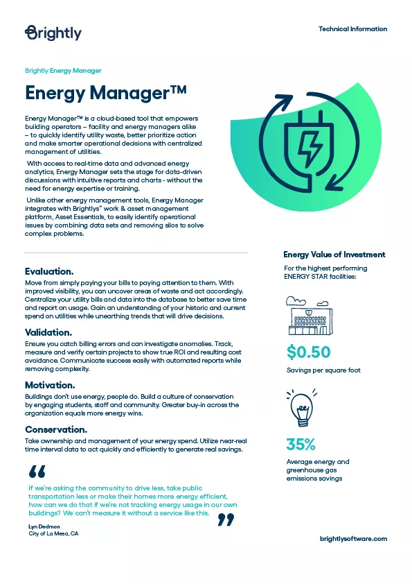 Brightly Energy Manager Technical Information