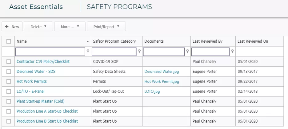 Automating Safety - 5 - Asset Essentials Chart