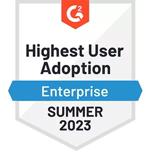 G2 Highest User Adoption Enterprise Summer 2023